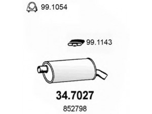 ASSO 34.7027 galinis duslintuvas 
 Išmetimo sistema -> Duslintuvas
5852976, 852798, 90466532, 90541786
