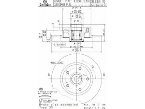 BREMBO 08.B369.17 stabdžių diskas 
 Stabdžių sistema -> Diskinis stabdys -> Stabdžių diskas
432001539R, 432001868R, 432007595R