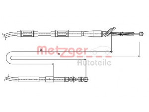 METZGER 17.1445 trosas, stovėjimo stabdys 
 Stabdžių sistema -> Valdymo svirtys/trosai
46430-12300, 4643002040, 94857010