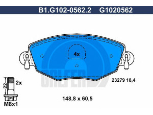 GALFER B1.G102-0562.2 stabdžių trinkelių rinkinys, diskinis stabdys 
 Techninės priežiūros dalys -> Papildomas remontas
1121894, 1126718, 1204843, 1250688