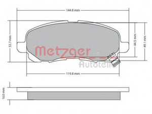 METZGER 1170133 stabdžių trinkelių rinkinys, diskinis stabdys 
 Techninės priežiūros dalys -> Papildomas remontas
1607690380, 1607690480, 5191229AA