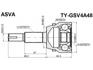 ASVA TY-GSV4A48 jungčių komplektas, kardaninis velenas 
 Ratų pavara -> Sujungimai/komplektas
43410-0W180, 43420-0W210, 43460-09M20