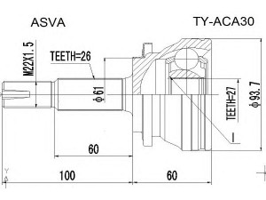 ASVA TY-ACA30 jungčių komplektas, kardaninis velenas 
 Ratų pavara -> Sujungimai/komplektas
43420-42170, 43470-49635, 43410-42170
