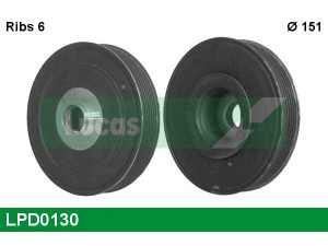 LUCAS ENGINE DRIVE LPD0130 skriemulys, alkūninis velenas 
 Diržinė pavara -> Dirželio skriemulys
8200188910, 8200269975, 8200297937