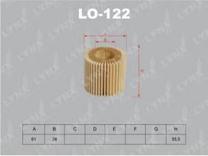 LYNXauto LO-122 alyvos filtras 
 Techninės priežiūros dalys -> Techninės priežiūros intervalai
AY110-TY003, 04152-40040, 04152-40060