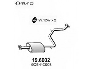 ASSO 19.6002 vidurinis duslintuvas 
 Išmetimo sistema -> Duslintuvas
0K20140300C, 0K23N40300B, 0K23N40300C