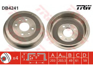 TRW DB4241 stabdžių būgnas 
 Stabdžių sistema -> Būgninis stabdys -> Stabdžių būgnas
60813016