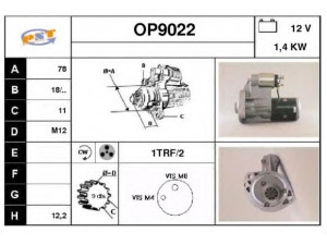 SNRA OP9022 starteris 
 Elektros įranga -> Starterio sistema -> Starteris
8971502030, S114480, S114850, S114850A