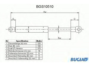 BUGIAD BGS10510 dujinė spyruoklė, gaubtas 
 Kėbulas -> Dujinės spyruoklės
91151133100, 91151133101