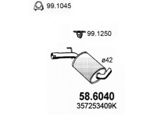 ASSO 58.6040 vidurinis duslintuvas 
 Išmetimo sistema -> Duslintuvas
357253409, 357253409K