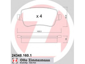 ZIMMERMANN 24348.160.1 stabdžių trinkelių rinkinys, diskinis stabdys 
 Techninės priežiūros dalys -> Papildomas remontas
77363607, 77363610, 77364168, 77364169