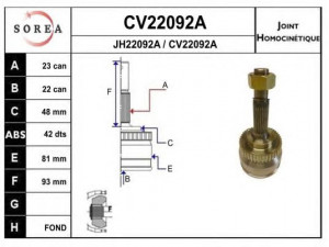 EAI CV22092AK jungčių komplektas, kardaninis velenas