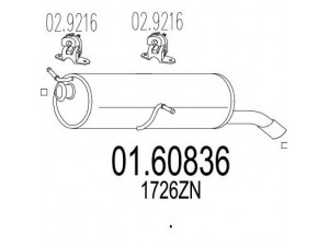 MTS 01.60836 galinis duslintuvas 
 Išmetimo sistema -> Duslintuvas
1726ZN