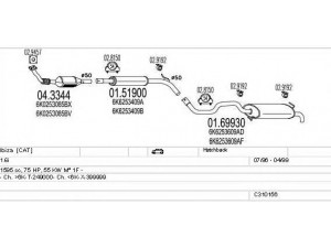 MTS C310156007069 išmetimo sistema 
 Išmetimo sistema -> Išmetimo sistema, visa