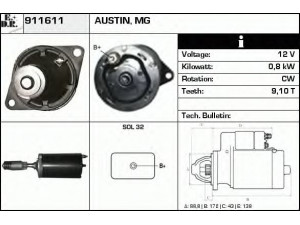 EDR 911611 starteris 
 Elektros įranga -> Starterio sistema -> Starteris
71AB11001BA