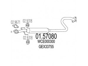 MTS 01.57080 vidurinis duslintuvas 
 Išmetimo sistema -> Duslintuvas
GEX33755, WCE000300