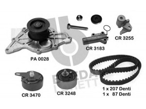 BREDA  LORETT KPA0157A vandens siurblio ir paskirstymo diržo komplektas 
 Aušinimo sistema -> Vandens siurblys/tarpiklis -> Vandens siurblys