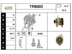 SNRA TR8003 kintamosios srovės generatorius 
 Elektros įranga -> Kint. sr. generatorius/dalys -> Kintamosios srovės generatorius
7700424567, 7700424583, 7700424585
