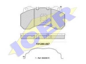 ICER 151280-067 stabdžių trinkelių rinkinys, diskinis stabdys 
 Techninės priežiūros dalys -> Papildomas remontas
5001 833 104, 5001 857 615, 6832 1585