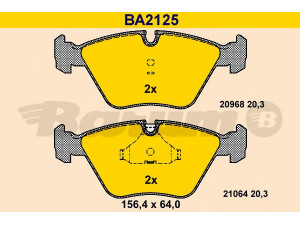 BARUM BA2125 stabdžių trinkelių rinkinys, diskinis stabdys 
 Techninės priežiūros dalys -> Papildomas remontas
34 11 1 157 569, 34 11 1 157 813