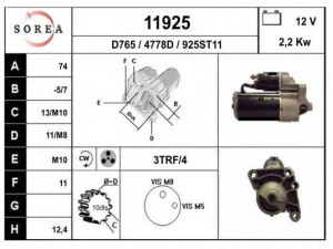 EAI 11925 starteris 
 Elektros įranga -> Starterio sistema -> Starteris
8200106788