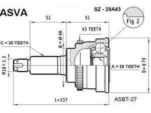 ASVA SZ-29A43 jungčių komplektas, kardaninis velenas 
 Ratų pavara -> Sujungimai/komplektas
44102-60J01, 44101-60J00, 44102-60J00