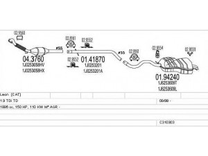 MTS C310303007168 išmetimo sistema 
 Išmetimo sistema -> Išmetimo sistema, visa