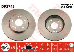 TRW DF2749 stabdžių diskas 
 Dviratė transporto priemonės -> Stabdžių sistema -> Stabdžių diskai / priedai
1244212412, A1244212412