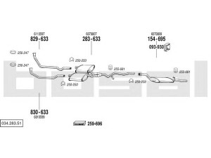 BOSAL 034.283.51 išmetimo sistema 
 Išmetimo sistema -> Išmetimo sistema, visa