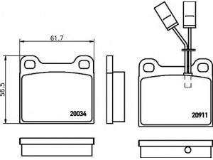HELLA 8DB 355 017-531 stabdžių trinkelių rinkinys, diskinis stabdys 
 Techninės priežiūros dalys -> Papildomas remontas
0060720645, 006072064500, 0060740842