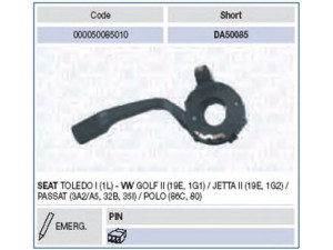 MAGNETI MARELLI 000050085010 vairo kolonėlės jungiklis 
 Vidaus įranga -> Rankinės/kojinės svirties sistema
357953513, 357953513F, 357 953 513