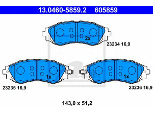 ATE 13.0460-5859.2 stabdžių trinkelių rinkinys, diskinis stabdys 
 Techninės priežiūros dalys -> Papildomas remontas
96245178, 96253367, 96253382, 96446742