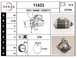 EAI 11433 starteris 
 Elektros įranga -> Starterio sistema -> Starteris