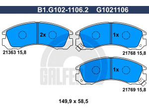 GALFER B1.G102-1106.2 stabdžių trinkelių rinkinys, diskinis stabdys 
 Techninės priežiūros dalys -> Papildomas remontas
4253 88, 4254 30, 4605A492, MB858400