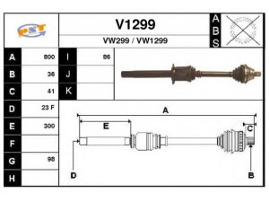 SNRA V1299 kardaninis velenas 
 Ratų pavara -> Kardaninis velenas
1K0407272BR, 1K0407452RX