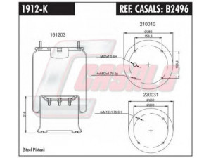 CASALS B2496 dėklas, pneumatinė pakaba 
 Pakaba -> Pneumatinė pakaba
507782, 21222673, M060770, 2229000500