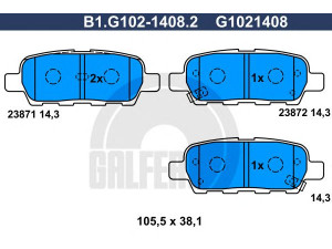 GALFER B1.G102-1408.2 stabdžių trinkelių rinkinys, diskinis stabdys 
 Techninės priežiūros dalys -> Papildomas remontas
44060-8H385, 44060-AL585, 44060-AL586