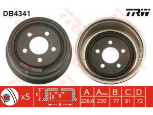 TRW DB4341 stabdžių būgnas 
 Stabdžių sistema -> Būgninis stabdys -> Stabdžių būgnas
8952005350, 52005350, 52005350