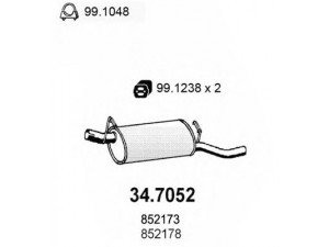 ASSO 34.7052 galinis duslintuvas 
 Išmetimo sistema -> Duslintuvas
852168, 852173, 852178, 90169458