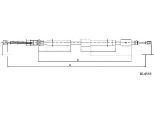 CABOR 10.4566 trosas, stovėjimo stabdys 
 Stabdžių sistema -> Valdymo svirtys/trosai
4745K8, 9628847380