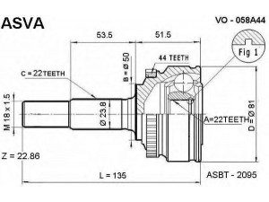 ASVA VO-058A44 jungčių komplektas, kardaninis velenas 
 Ratų pavara -> Sujungimai/komplektas
3 433 101-7, 3 434 905-0, 9031180