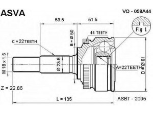 ASVA VO-058A44 jungčių komplektas, kardaninis velenas 
 Ratų pavara -> Sujungimai/komplektas
3 433 101-7, 3 434 905-0, 9031180