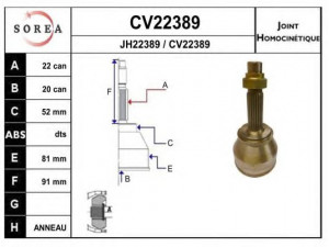 EAI CV22389K jungčių komplektas, kardaninis velenas