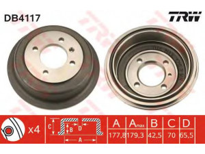 TRW DB4117 stabdžių būgnas 
 Stabdžių sistema -> Būgninis stabdys -> Stabdžių būgnas
GDB117
