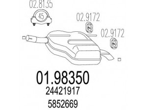 MTS 01.98350 galinis duslintuvas 
 Išmetimo sistema -> Duslintuvas
24421917, 5852176, 5852669