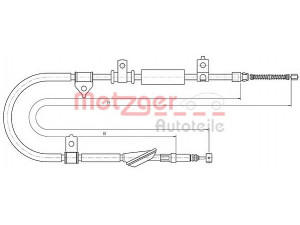 METZGER 10.5236 trosas, stovėjimo stabdys 
 Stabdžių sistema -> Valdymo svirtys/trosai
GVC902387, SPB000340