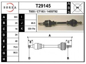 EAI T29145 kardaninis velenas 
 Ratų pavara -> Kardaninis velenas
96167303, 96171858, 96177248