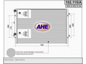 AHE 102.115/A radiatorius, variklio aušinimas 
 Aušinimo sistema -> Radiatorius/alyvos aušintuvas -> Radiatorius/dalys
1K0121251L