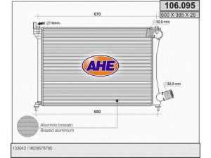AHE 106.095 radiatorius, variklio aušinimas 
 Aušinimo sistema -> Radiatorius/alyvos aušintuvas -> Radiatorius/dalys
133043