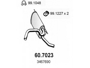 ASSO 60.7023 galinis duslintuvas 
 Išmetimo sistema -> Duslintuvas
3453207, 3467690